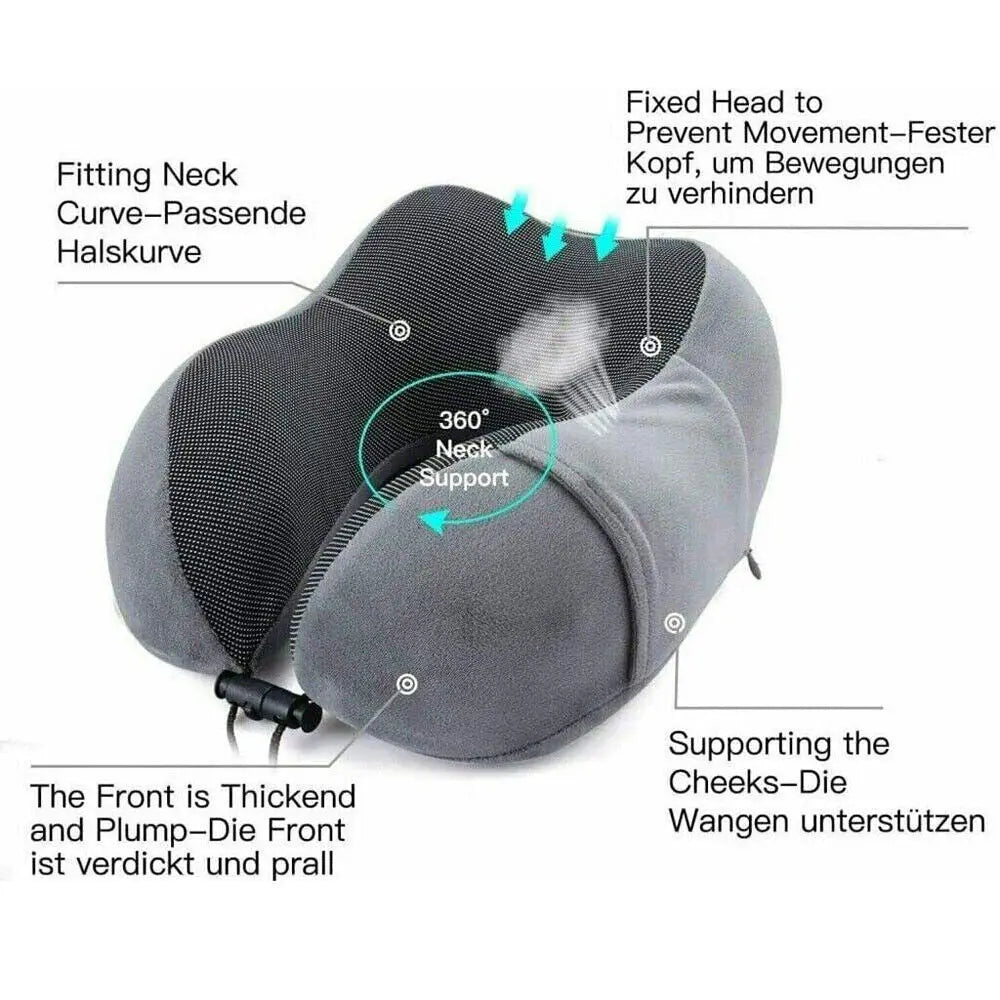 Memory Foam Travel Pillow Neck Support Cushion Without Carry Bag Ear Plugs Mask Angel Wishes