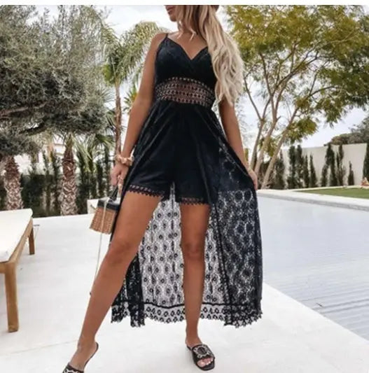 Sling Stitching Casual Jumpsuit Hollow Jumpsuit Angel Wishes