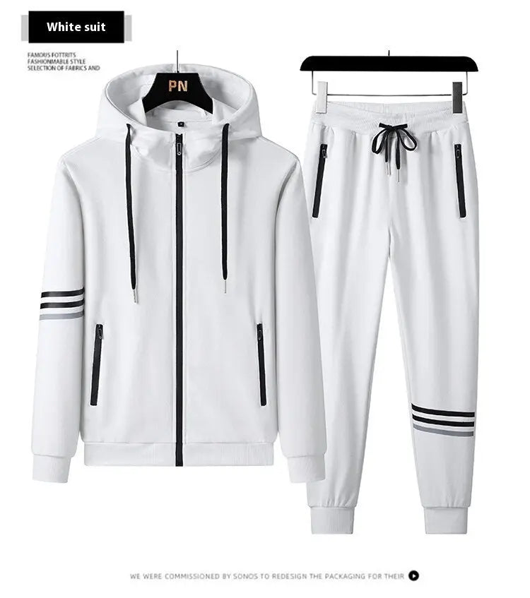 Men's Casual Sports Pure Cotton Hooded Sweater Trousers Two-piece Set Angel Wishes