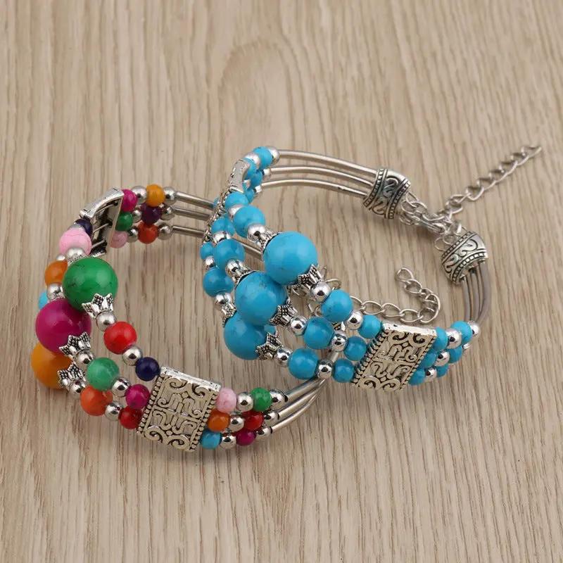 Wide Beads Bangle Turquoise Bracelet Angel Wishes