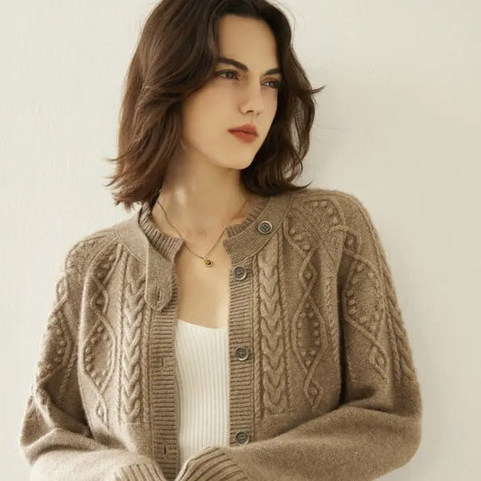 Cashmere Thick Knit Cardigan Sweater For Women Angel Wishes