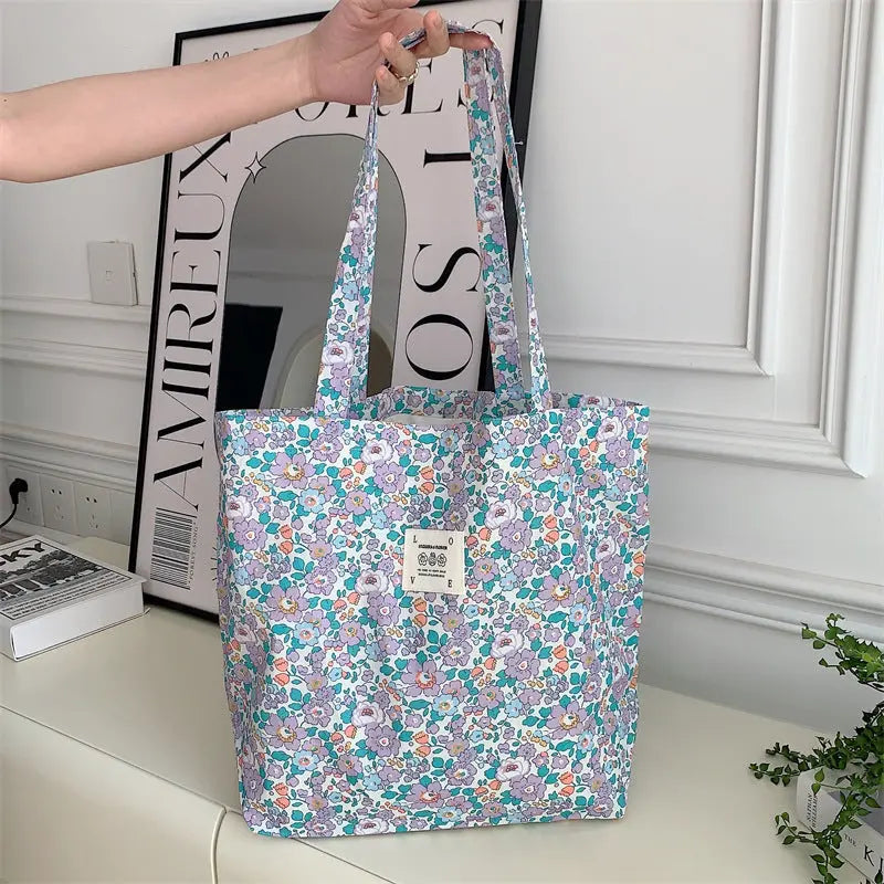 Floral Canvas Tote Bag Angel Wishes