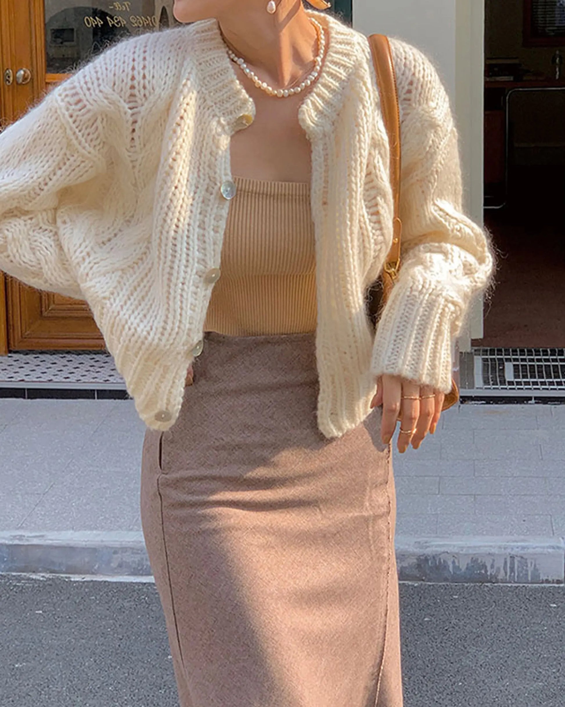 Hand-knit Wool Loose Cardigan Angel Wishes