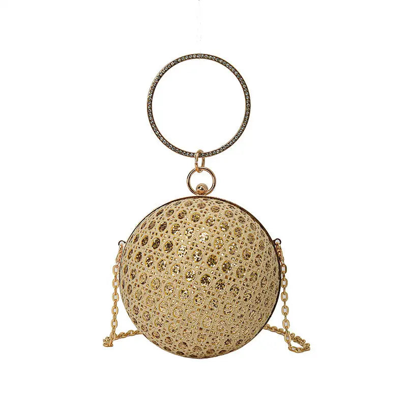 Diamond Retro Shoulder Bag Women's Crossbody Chain Ball Small Round Bag Angel Wishes