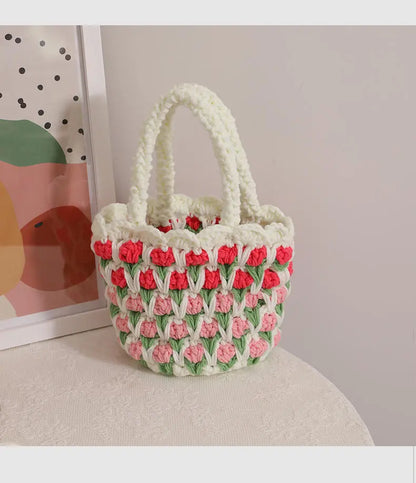 Tulip Flower Hand Woven Wool Covered Crochet Angel Wishes