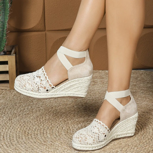 Women's Fashion Canvas Shoes Wedge Sandals Angel Wishes