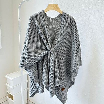 Knitted Cashmere Shawl With Buckle