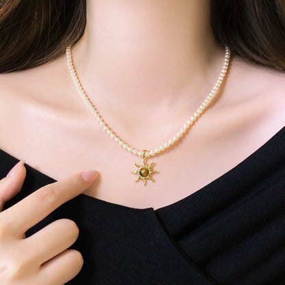 Glass Pearl Sunflower Necklace Angel Wishes