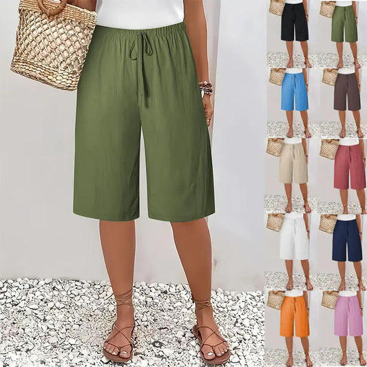 Women's Casual Fashion Solid Color Cropped Pants Angel Wishes