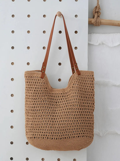 Casual Hollow Mesh Woven Lightweight Straw Handbag Angel Wishes