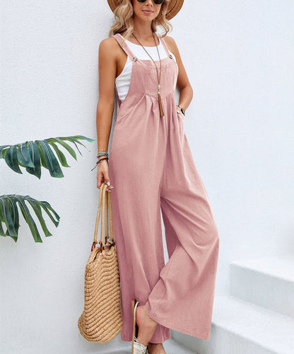 Women Long Bib Pants Overalls Casual Loose Rompers Jumpsuits With Pockets Angel Wishes