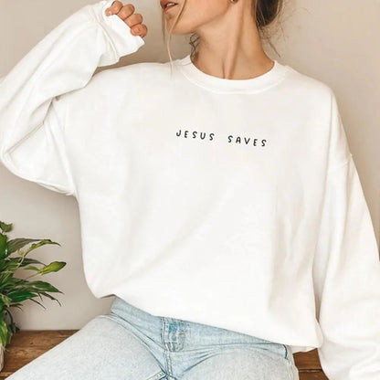 Jesus Save Christian Sweatshirt Faith Top Angel Wishes