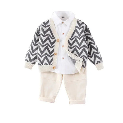 Boys And Girls Wave Sweater Cardigan Lapel Angel Wishes