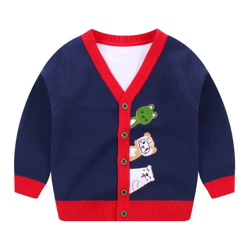 Boys Cardigan V-Neck Single-breasted Sweater Angel Wishes