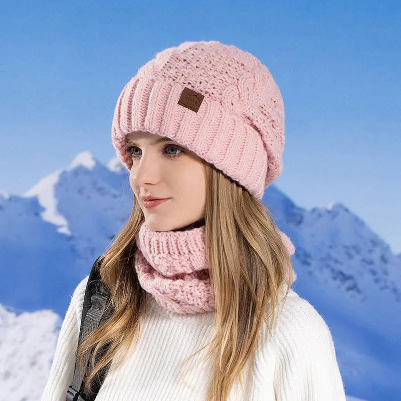 Women's Hat Scarf Set Outdoor Cold-proof Warm Knitted Hat Earmuffs Angel Wishes