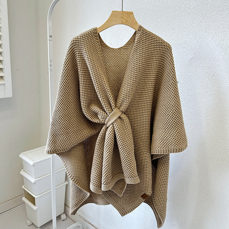 Knitted Cashmere Shawl With Buckle