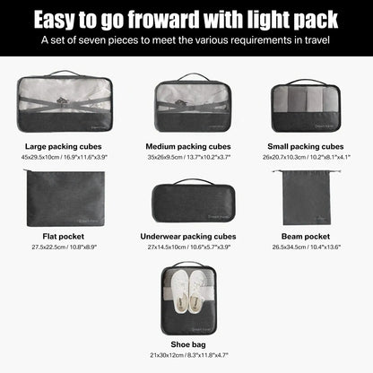 7pcs Packing Cubes Luggage Storage Organiser Travel Compression Suitcase Bags Angel Wishes