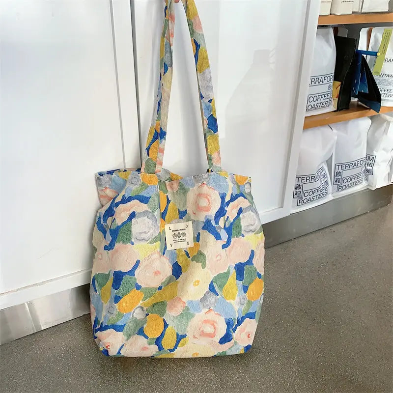 Floral Canvas Tote Bag Angel Wishes