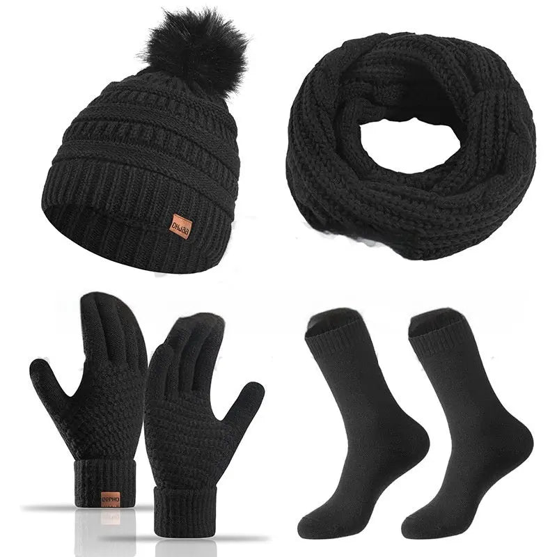 Winter Female Cap Scarf Gloves And Socks Four-piece Set Angel Wishes