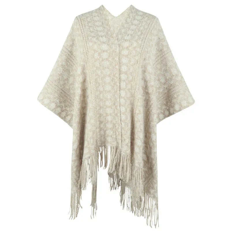 Polyester Yarn Crocheted Hollow Knitted Tassel Cape And Shawl Sweater Women's Cardigan Angel Wishes