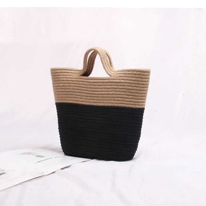 European And American Fashion Color Matching Straw Bag Angel Wishes