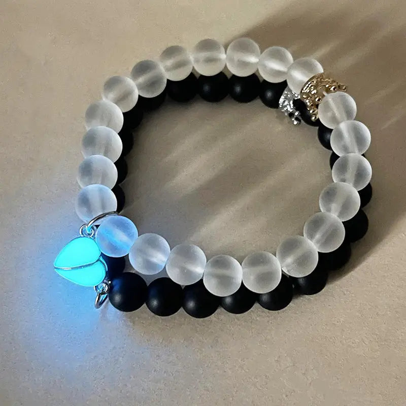 2pcs Handmade Luminou Beaded Charms Bracelet Angel Wishes