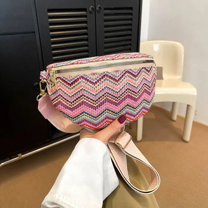 Striped Woven Women's Casual Messenger Bag Angel Wishes