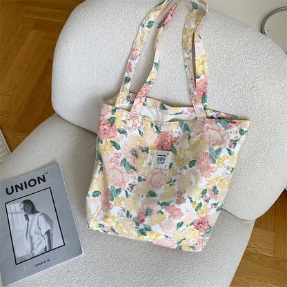 Floral Canvas Tote Bag Angel Wishes