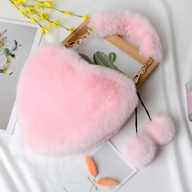 Heart-shaped Plush Handbag Angel Wishes
