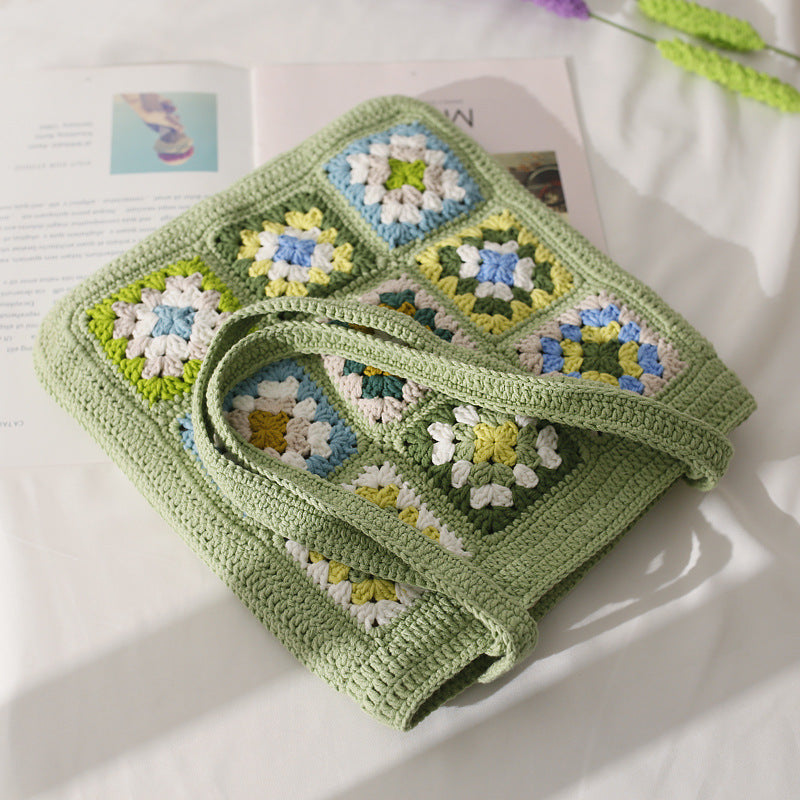 Hand-woven Grandmother Square Shoulder Bag Angel Wishes