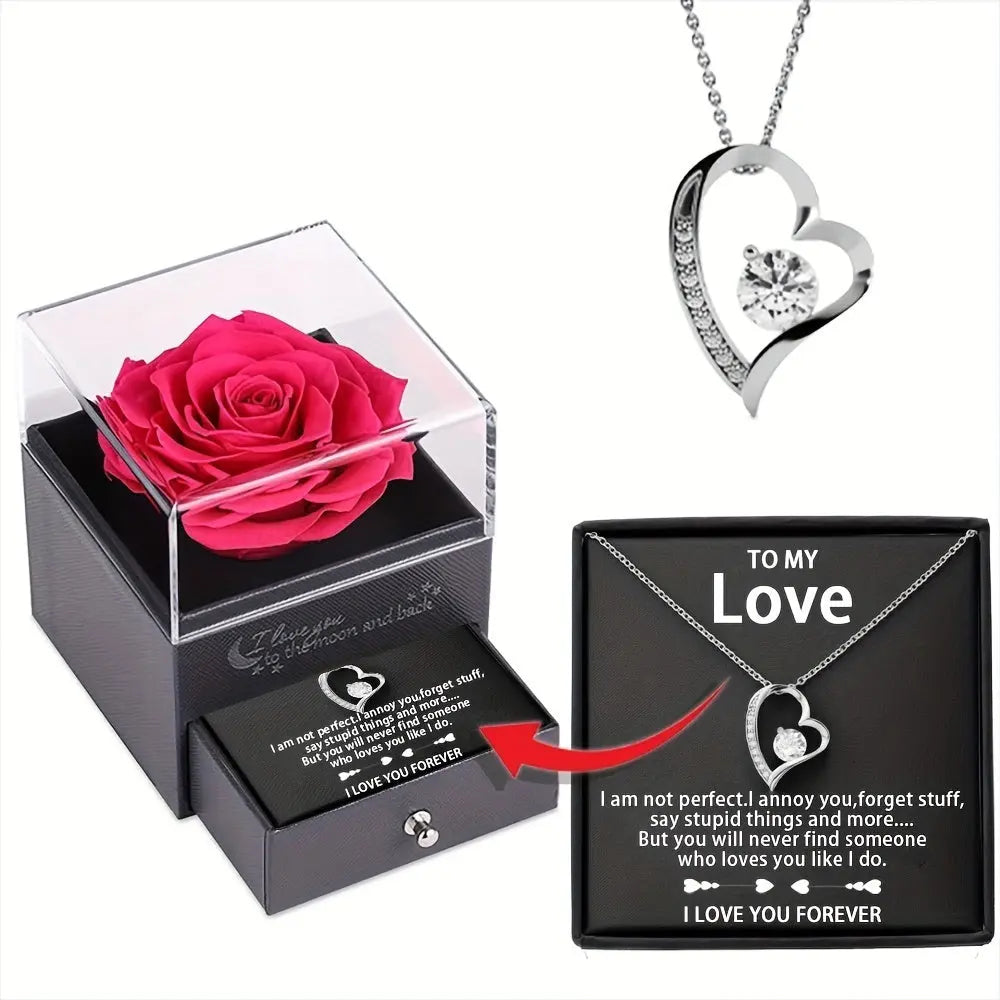 Cubic Zirconia Heart Necklace With Heart For Gifts  925 Sterling Silver Necklace Angel Wishes