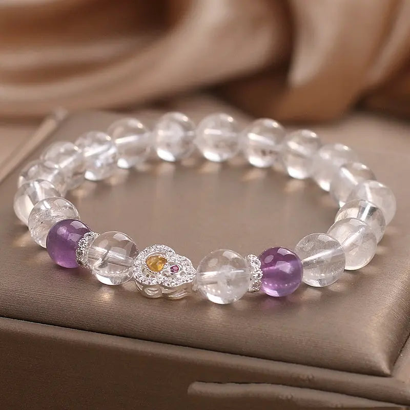 Natural White Crystal Amethyst Bracelet Angel Wishes