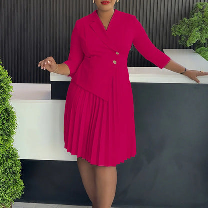 Plus Size Fashionable Elegant Pleated Dress Angel Wishes