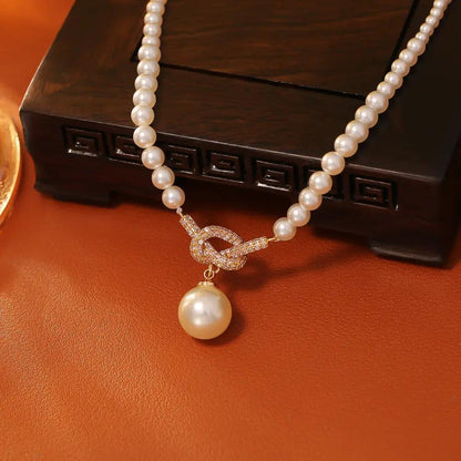 Fashion Knotted Pearl Pendant Necklace Angel Wishes