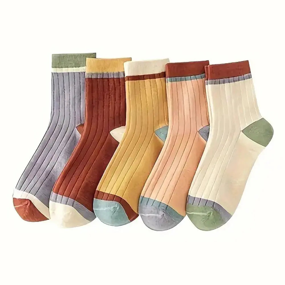 Candy Color Matching Striped Contrast Color Tube Socks Angel Wishes