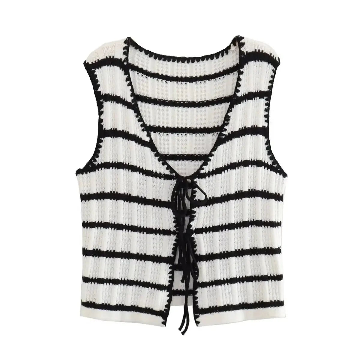 Casual Knitted Lace-up Vest Top & Trousers Set Angel Wishes