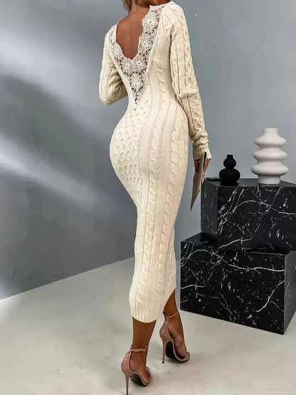 V-neck Lace Sweater Dress Angel Wishes