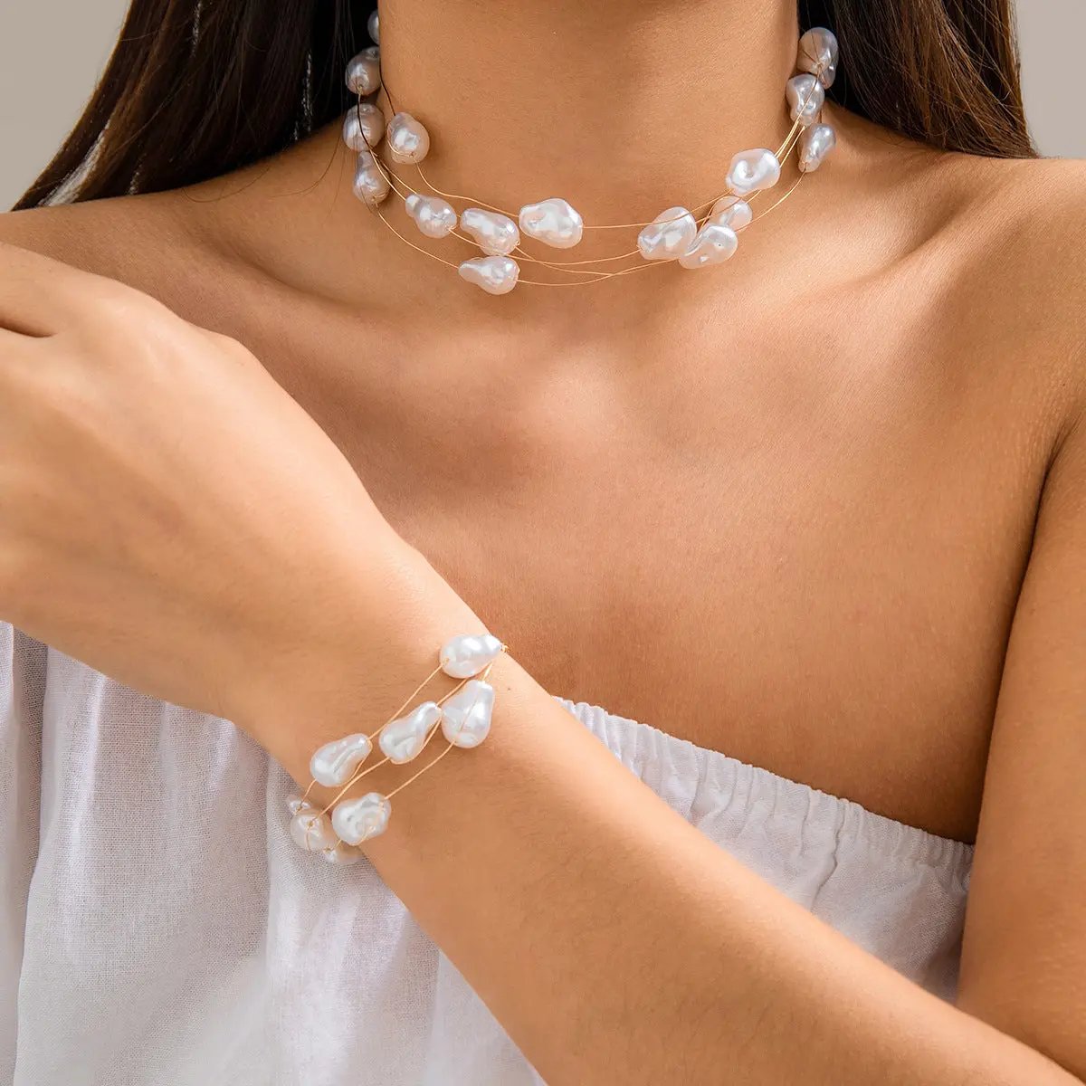 Versatile Baroque Pearl Necklace Bracelet For Women Angel Wishes