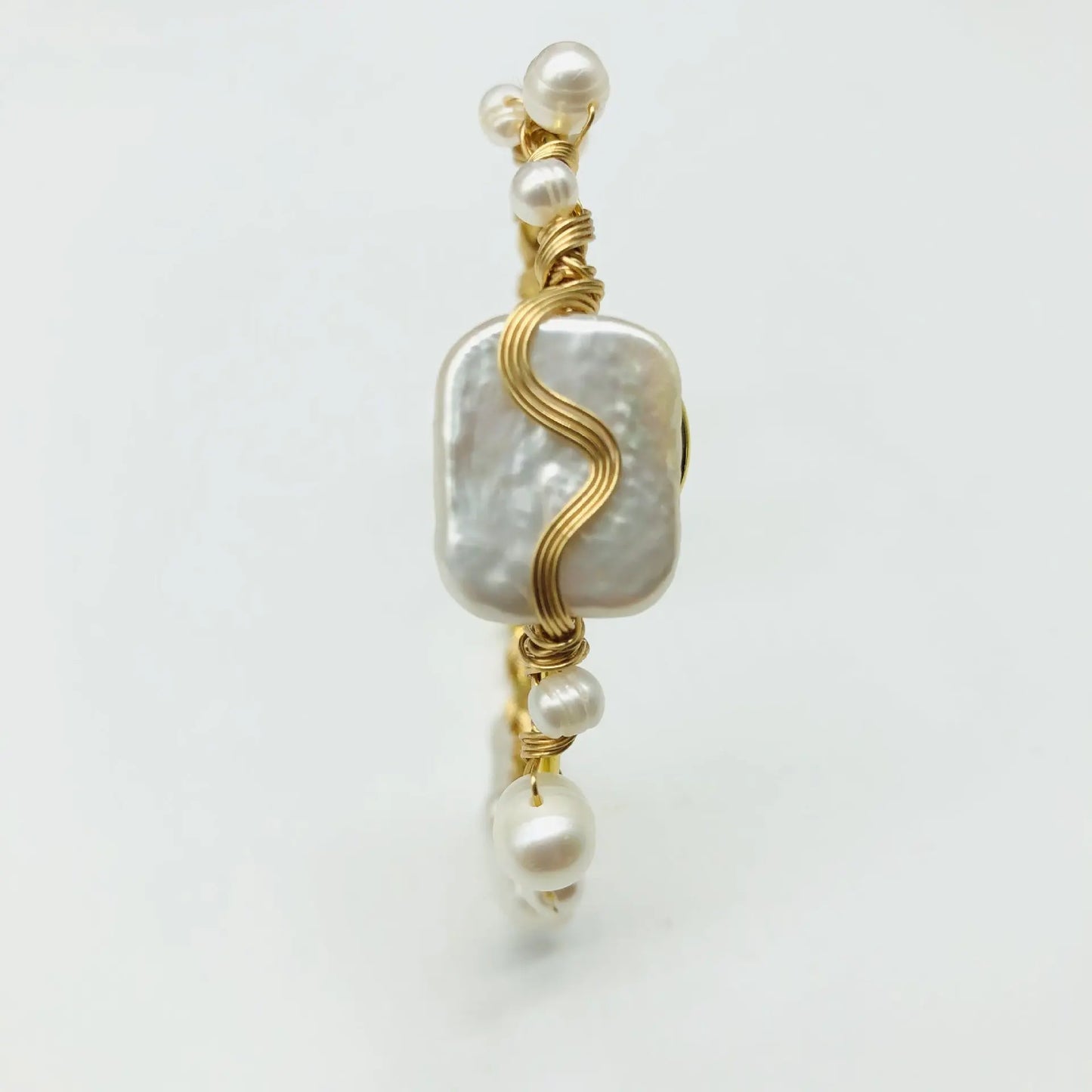 Natural Freshwater Pearl Handmade Wire-wrapped Bracelet Angel Wishes