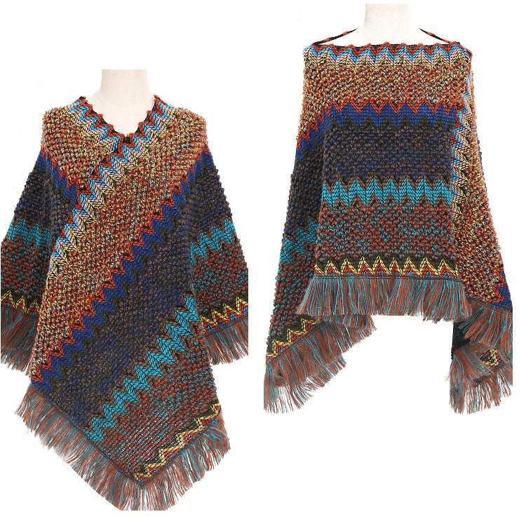 Colorful Ethnic Style Pullover Cloak Women Angel Wishes