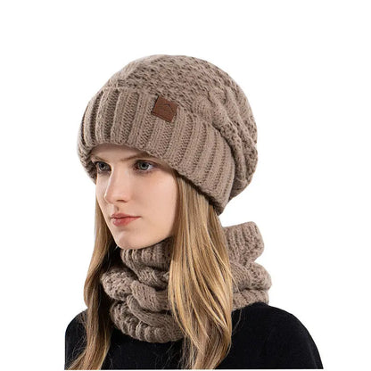 Women's Hat Scarf Set Outdoor Cold-proof Warm Knitted Hat Earmuffs Angel Wishes