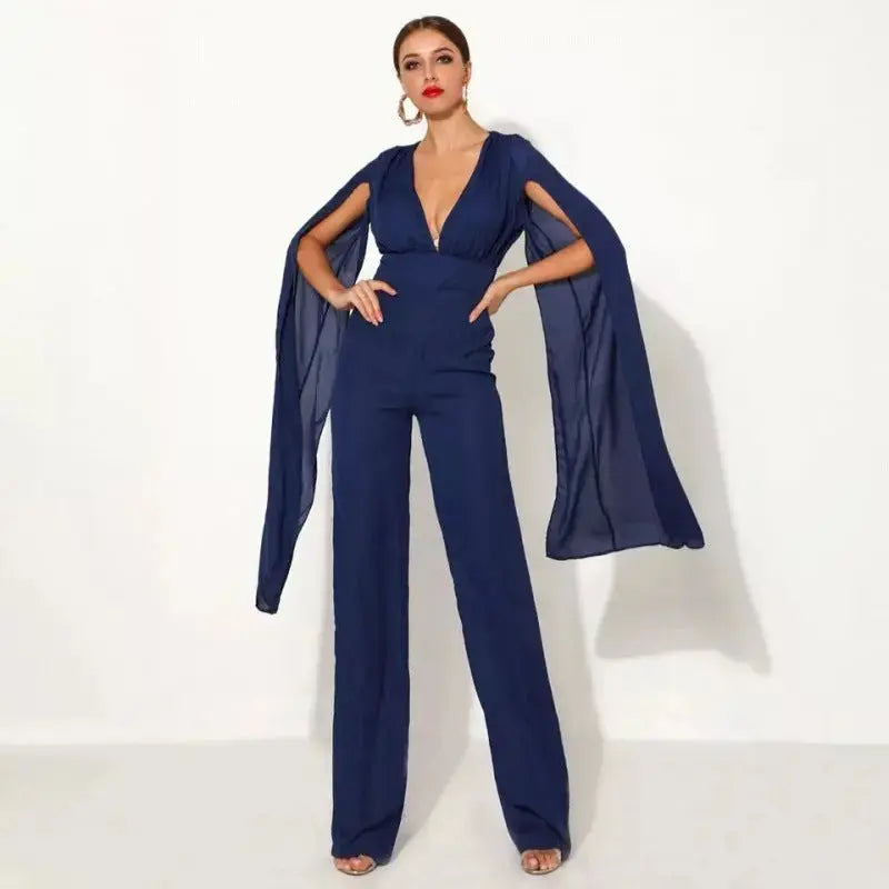 Chiffon long sleeved sexy back jumpsuit Angel Wishes