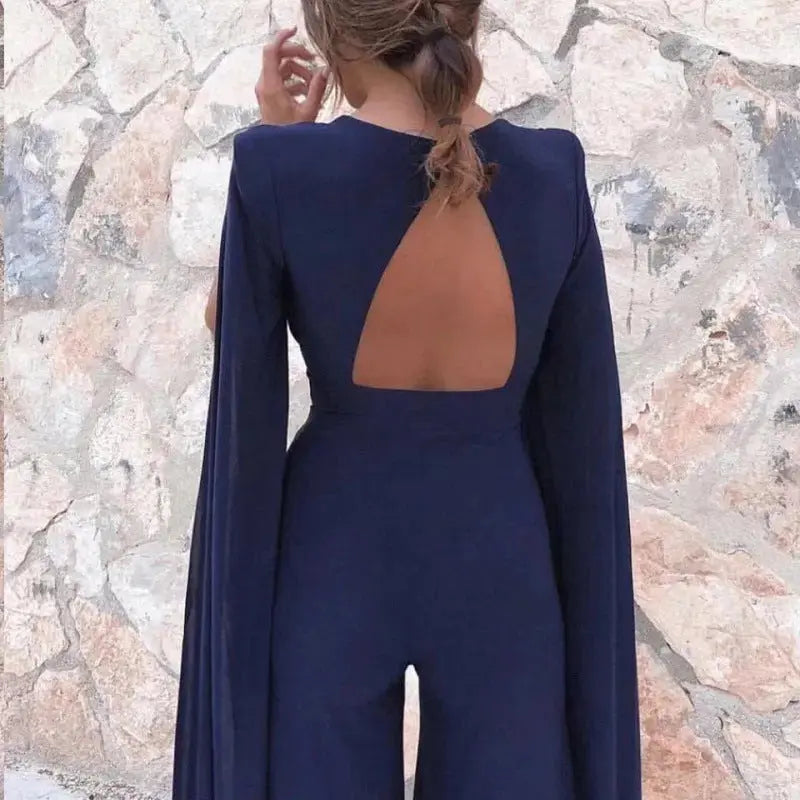 Chiffon long sleeved sexy back jumpsuit Angel Wishes