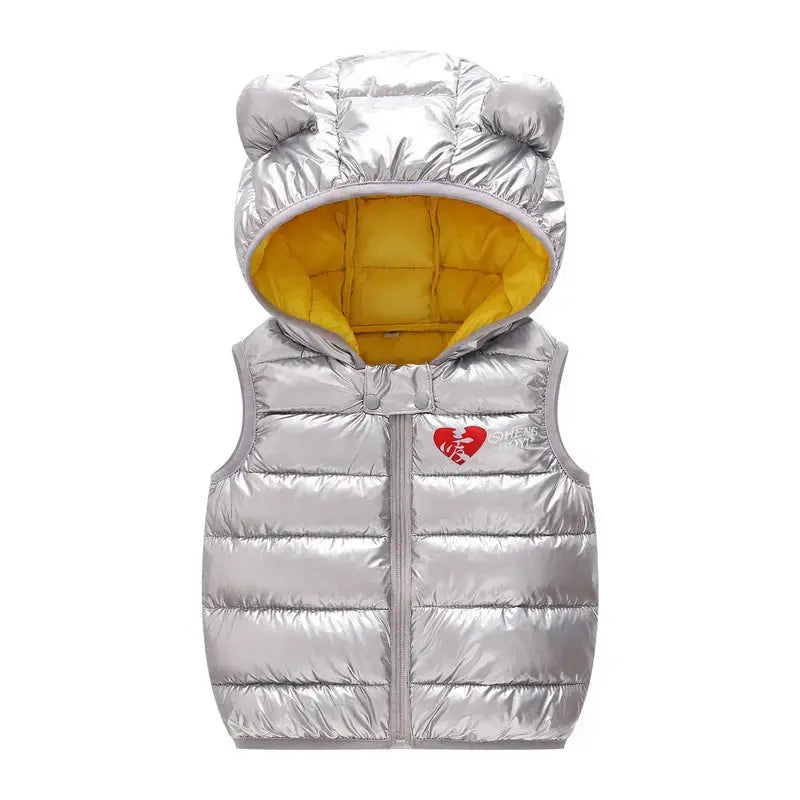 Children Warm Down Vest Autumn Baby Boys Girls Sleeveless Waistcoat Kids Outerwear Vests Children Hooded Jackets Angel Wishes