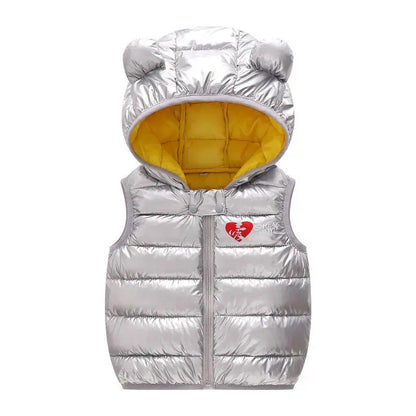 Children Warm Down Vest Autumn Baby Boys Girls Sleeveless Waistcoat Kids Outerwear Vests Children Hooded Jackets Angel Wishes