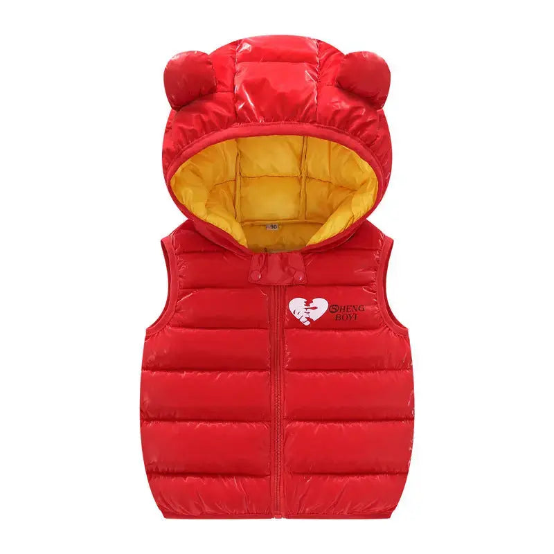 Children Warm Down Vest Autumn Baby Boys Girls Sleeveless Waistcoat Kids Outerwear Vests Children Hooded Jackets Angel Wishes