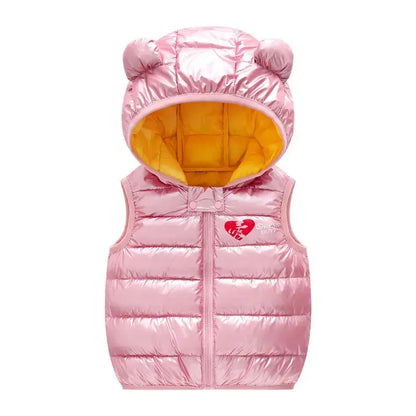 Children Warm Down Vest Autumn Baby Boys Girls Sleeveless Waistcoat Kids Outerwear Vests Children Hooded Jackets Angel Wishes