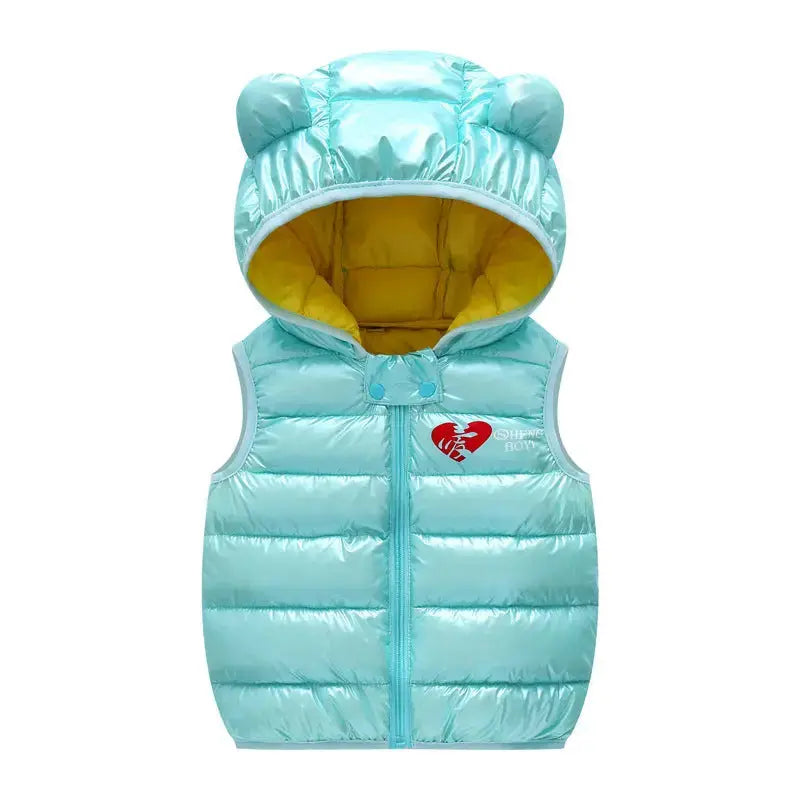 Children Warm Down Vest Autumn Baby Boys Girls Sleeveless Waistcoat Kids Outerwear Vests Children Hooded Jackets Angel Wishes