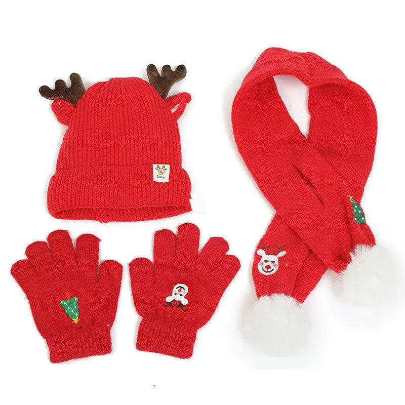 Children's Hat Scarf Gloves Fleece-lined Three-piece Set Angel Wishes