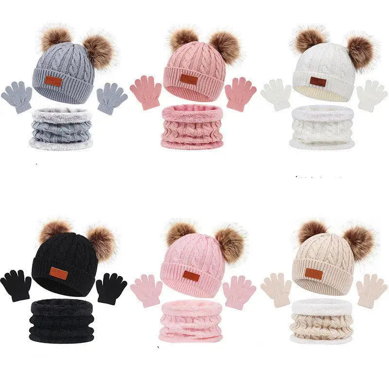 Children's Hat Scarf Gloves Three-piece Set Angel Wishes